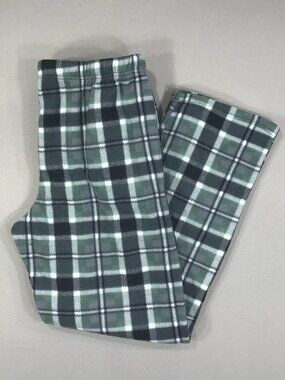 Sahara Club Pants Men's XL Green Gray Plaid Fleece Drawstring Lounge Pajama PJs